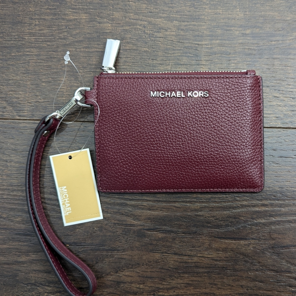 Michael Kors Leather Coin Purse Wristlet - Merlot